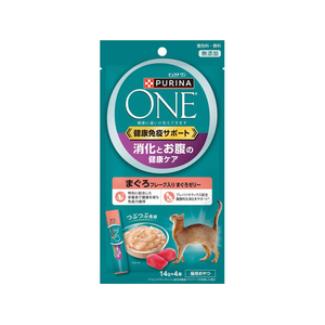 ネスレピュリナペットケア ピュリナワンキャット おやつ 消化とお腹の健康ケア まぐろフレーク入りまぐろゼリー 56g(14g×4本) FCJ154U-イメージ1
