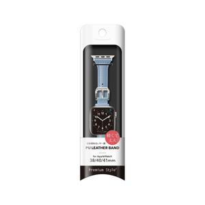 PGA Apple Watch 42/41/40/38mm用PUレザーバンド ブルー PGAW41PU04BL-イメージ2
