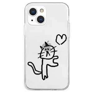 AKAN iPhone 13 mini用ソフトクリアケース ネコハート AK20961I13MN-イメージ1