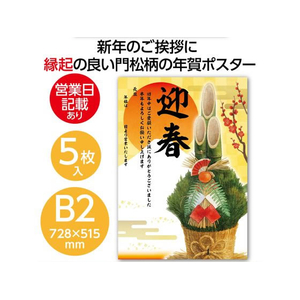 アーテック 正月 年賀ポスター B2(728×515mm)×5枚セット FCE685Z-92268-イメージ2