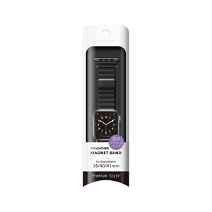 PGA Apple Watch 42/41/40/38mm用PUレザーマグネットバンド ブラック PGAW41MG01BK-イメージ2