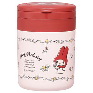 スケーター 折りたたみハンドル付きデリカポット スープジャー(300ml) マイメロディ フラワーレトロ LJFO3AGMMﾌﾗﾜ-ﾚﾄﾛ-イメージ1
