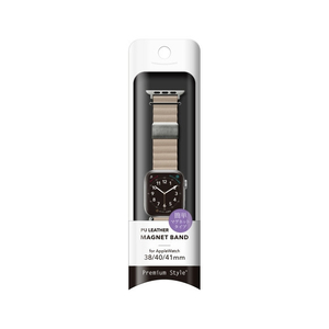 PGA Apple Watch 42/41/40/38mm用PUレザーマグネットバンド アイボリー PGAW41MG02IV-イメージ2
