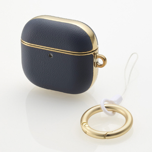 エレコム AirPods (第4世代)用 ソフトレザーケース メッキライン ブルー AVA-AP06PLMBU-イメージ2