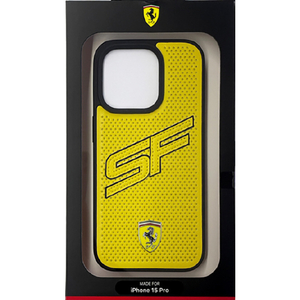 FERRARI iPhone 15 Pro用SFロゴ入り 背面ケース イエロー FEHCP15LPINY-イメージ1