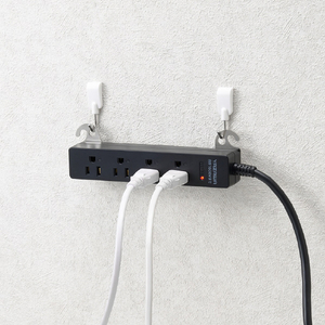 ヤザワ 3Pマグネットフック付タップ4個口5m ブラック H5HJKP405BK-イメージ4