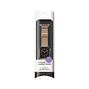PGA Apple Watch 42/41/40/38mm用PUレザーマグネットバンド ベージュ PGAW41MG03BE-イメージ2