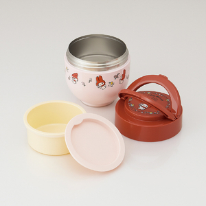 スケーター 折りたたみハンドル付き保温 保冷 丼 ジャー マイメロディ フラワーレトロ LDNO6AGMMﾌﾗﾜ-ﾚﾄﾛ-イメージ4