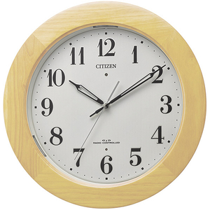 リズム時計 電波掛け時計 CITIZEN 薄茶色 4MYA35-007-イメージ1