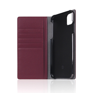 SLG Design iPhone 11 Pro Max用ケース Calf Skin Leather Diary バーガンディ SD17965I65R-イメージ2