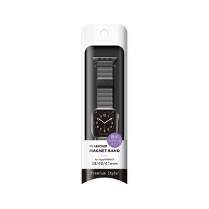 PGA Apple Watch 42/41/40/38mm用PUレザーマグネットバンド グレー PGAW41MG04GY-イメージ2