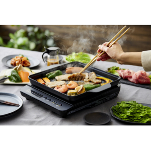 アイリスオーヤマ IH専用焼肉プレート ブラック IHKP-YP14-B-イメージ2