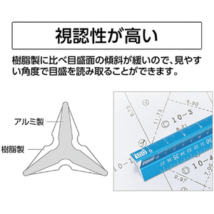 シンワ測定 アルミ三角スケール Ａ－１５ １５ｃｍ 土地家屋調査士用 ブルー シンワ　アルミ三角スケール 74967-イメージ3