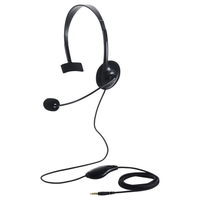 エレコム 片耳小型有線オーバーヘッドセット φ3．5mm4極ミニプラグ ブラック HS-HP14MTBK