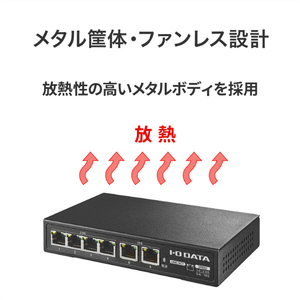 I・Oデータ 10G/2．5G マルチギガ対応アンマネージスイッチングハブ R-BSH-X2Q4SR-イメージ6
