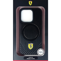 FERRARI iPhone 15 Pro用MAGSAFE対応 PUレザー 背面ケース ブラック FEHMP15LPTEK