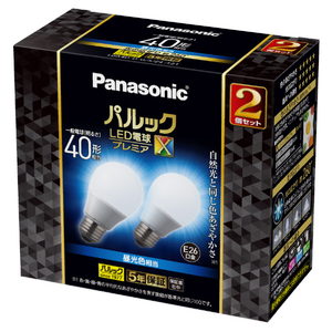 パナソニック LED電球 E26口金 全光束485lm(4．4W一般電球タイプ 全方向タイプ) 昼光色相当 2個入り パルック プレミアX LDA4DDGSZ4F2T-イメージ1