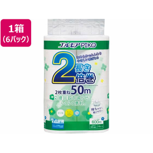 カミ商事 エルモア ピコトイレットペーパー2倍巻 ダブル 50m 12ロール*6P FC561SV-イメージ1