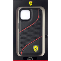 FERRARI iPhone 15用PUレザー 背面ケース ブラック FEHCP15SPWAK
