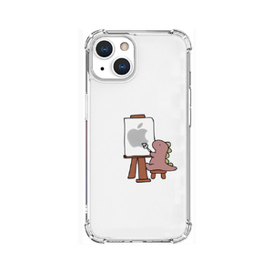 AKAN iPhone 13用ソフトタフケース おしごとザウルス―画家 ピンク AK20972I13-イメージ1
