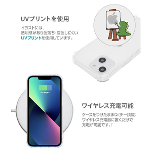 AKAN iPhone 13用ソフトタフケース おしごとザウルス―画家 ピンク AK20972I13-イメージ9