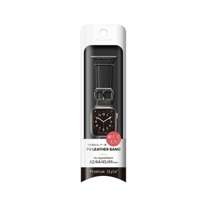 PGA Apple Watch 49/46/45/44/42mm用PUレザーバンド ブラック PGAW49PU01BK-イメージ2
