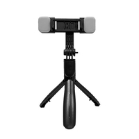 クオリティトラストジャパン Bluetooth5．2 三脚機能自撮り棒 LED2個付き ブラック QZA-1005A