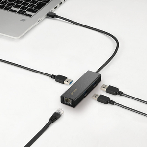 バッファロー Giga対応 USB-C接続 LANアダプターハブ付 ブラック LUD-U3-CU101BK-イメージ8