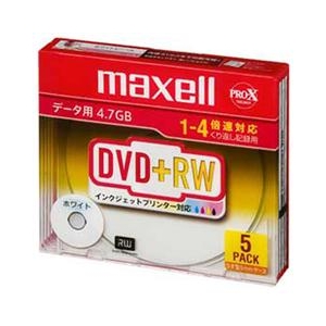 マクセル 1-4倍速対応 DVD+RW 4．7GB 5枚入 データ用 D+RW47PWB.S1P5SA-イメージ1