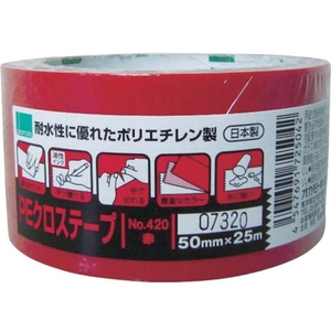 オカモト NO420 PEクロステープ包装用 赤 50ミリ FC755GB-4694295-イメージ1