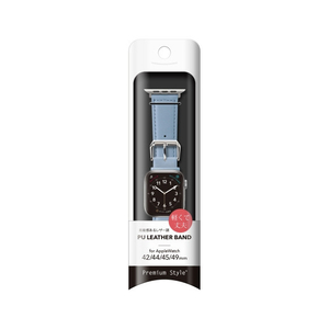 PGA Apple Watch 49/46/45/44/42mm用PUレザーバンド ブルー PGAW49PU04BL-イメージ2