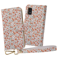レイアウト AQUOS wish2/wish用耐衝撃 手帳型ケース クリアポケット ハンドストラップ ルーペ付 花柄/オレンジ RT-AQWIALC/FO