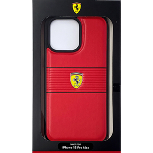 FERRARI iPhone 15 Pro Max用PUレザー 背面ケース レッド FEHCP15XPBOR-イメージ1