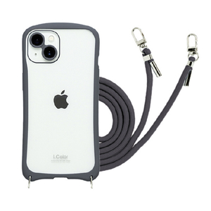NATURAL design iPhone 15/14用背面型ケース i.Color チャコール IP23-61-ICSH01-イメージ1