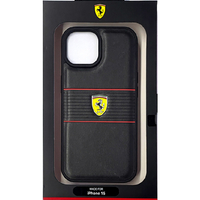 FERRARI iPhone 15用PUレザー 背面ケース ブラック FEHCP15SPBOK