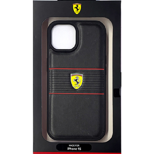 FERRARI iPhone 15用PUレザー 背面ケース ブラック FEHCP15SPBOK-イメージ1