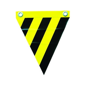 ユタカメイク 安全表示旗(ハト目・トラ模様) 290黄トラ模様240ハトメ穴2ヵ所 FC425GG-3514366-イメージ1