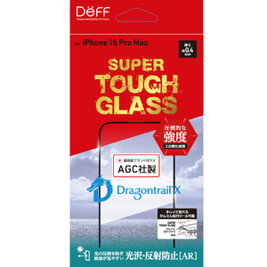 ディーフ iPhone 15 Pro Max用SUPER TOUGH GLASS 光沢・反射防止（AR） DG-IP23LPA4DF-イメージ1