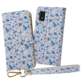 レイアウト AQUOS wish2/wish用耐衝撃 手帳型ケース クリアポケット ハンドストラップ ルーペ付 花柄/ブルー RT-AQWIALC/FA2