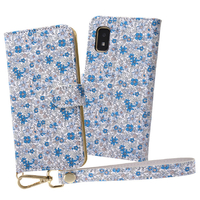 レイアウト AQUOS wish2/wish用耐衝撃 手帳型ケース クリアポケット ハンドストラップ ルーペ付 花柄/ブルー RT-AQWIALC/FA2