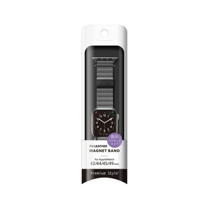 PGA Apple Watch 49/46/45/44/42mm用PUレザーマグネットバンド グレー PGAW49MG04GY-イメージ2
