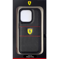 FERRARI iPhone 15 Pro用PUレザー 背面ケース ブラック FEHCP15LPBOK