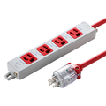 サンワサプライ 医用接地プラグ付き電源タップ (3P・4個口・3m) レッド TAP-HPM4-3R