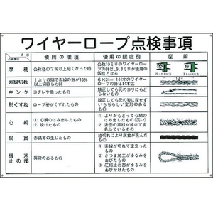 日本緑十字社 緑十字/クレーン標識 ワイヤーロープ点検事項  エンビ FC836GV-8148849-イメージ1