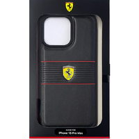 FERRARI iPhone 15 Pro Max用PUレザー 背面ケース ブラック FEHCP15XPBOK