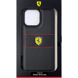 FERRARI iPhone 15 Pro Max用PUレザー 背面ケース ブラック FEHCP15XPBOK-イメージ1