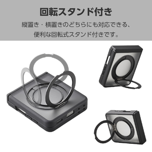 エレコム Galaxy Z Flip8用ハイブリッドケース MAGKEEP スタンドマット ブラック PM-G266MGSTCBK-イメージ4