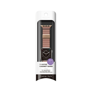 PGA Apple Watch 49/46/45/44/42mm用PUレザーマグネットバンド ピンク PGAW49MG05PK-イメージ2