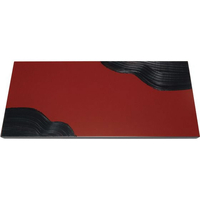 江部松商事 EBM/漆黒刷毛目 朱 長角トレー 隅黒漆流水500×250×12mm FC924LB-1025950