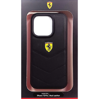 FERRARI iPhone 15 Pro用本革 背面ケース ブラック FEHCP15LRDUK